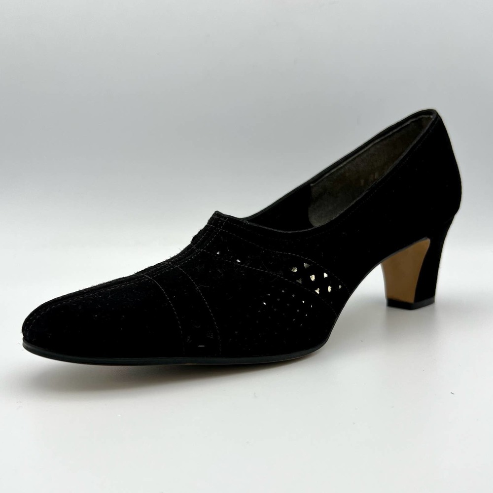 Adore's Womens Die-Cut Heels size 7 Black Suede Leather Chunky Heel Victorian